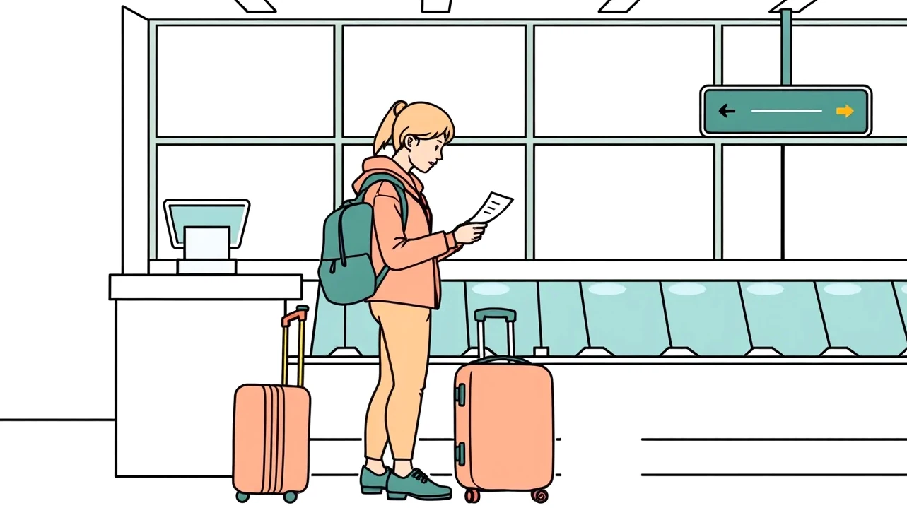 Cestujúci na letisku kontrolujúci letenku v smartfóne pred odletom
