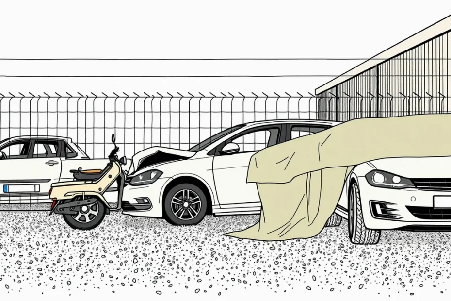 Žlté odťahové vozidlo nakladá havarované osobné auto pomocou navijaka pri krajnici cesty