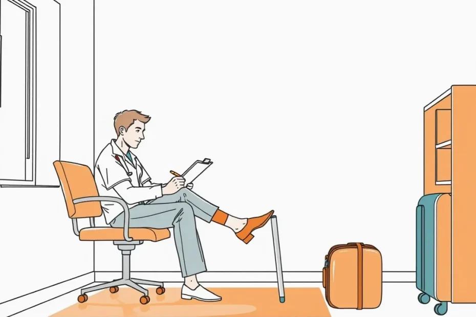 Mladá žena pozerá do smartfónu na letisku s kufrom pri odletovej tabuli