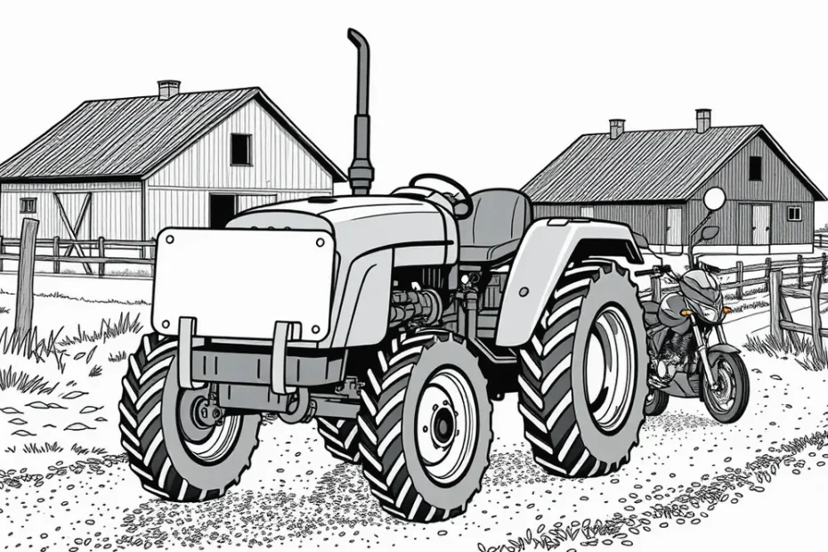 Doma vyrobený malotraktor s namontovanou tabuľkou so zvláštnym evidenčným číslom typu C stojaci na účelovej ceste