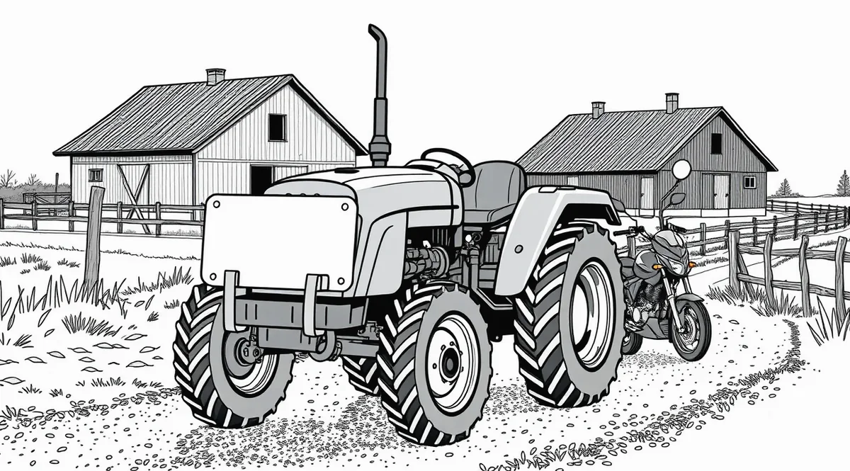 Doma vyrobený malotraktor s namontovanou tabuľkou so zvláštnym evidenčným číslom typu C stojaci na účelovej ceste