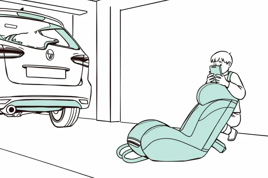 Matka inštaluje detskú autosedačku do isofix úchytov na zadnom sedadle osobného auta