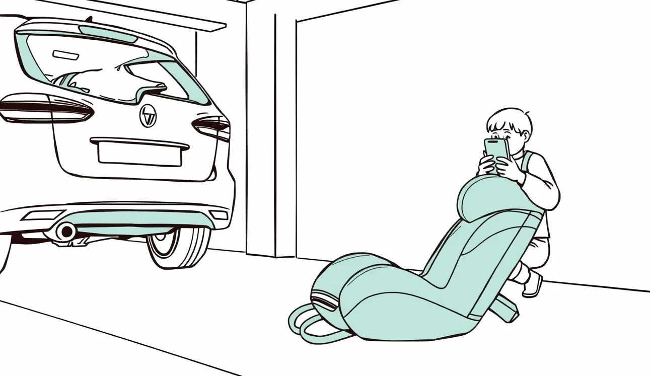 Matka inštaluje detskú autosedačku do isofix úchytov na zadnom sedadle osobného auta
