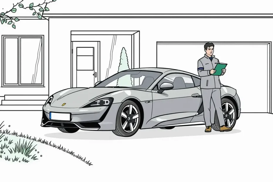 Športové vozidlo Porsche zaparkované pred administratívnou budovou úradu