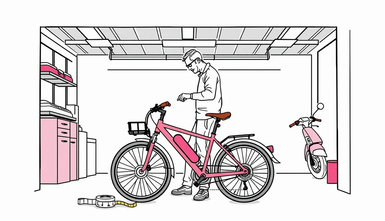 Mladý cyklista kontroluje poistné dokumenty k elektrickému bicyklu pri cyklotrase