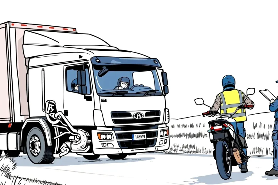 Ťahač s plachtovým návesom manévruje na úzkej križovatke v priemyselnom parku