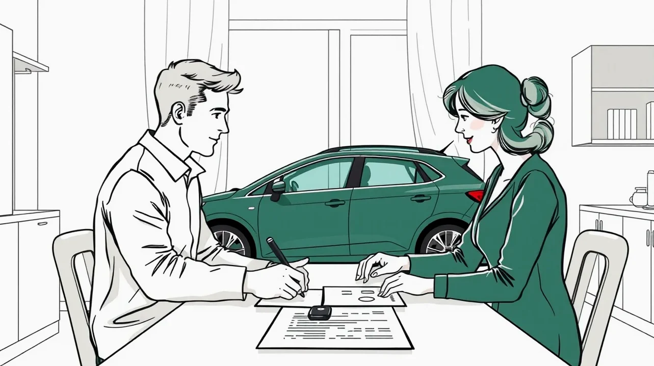Detail kľúčov od auta položených na technickom preukaze vozidla
