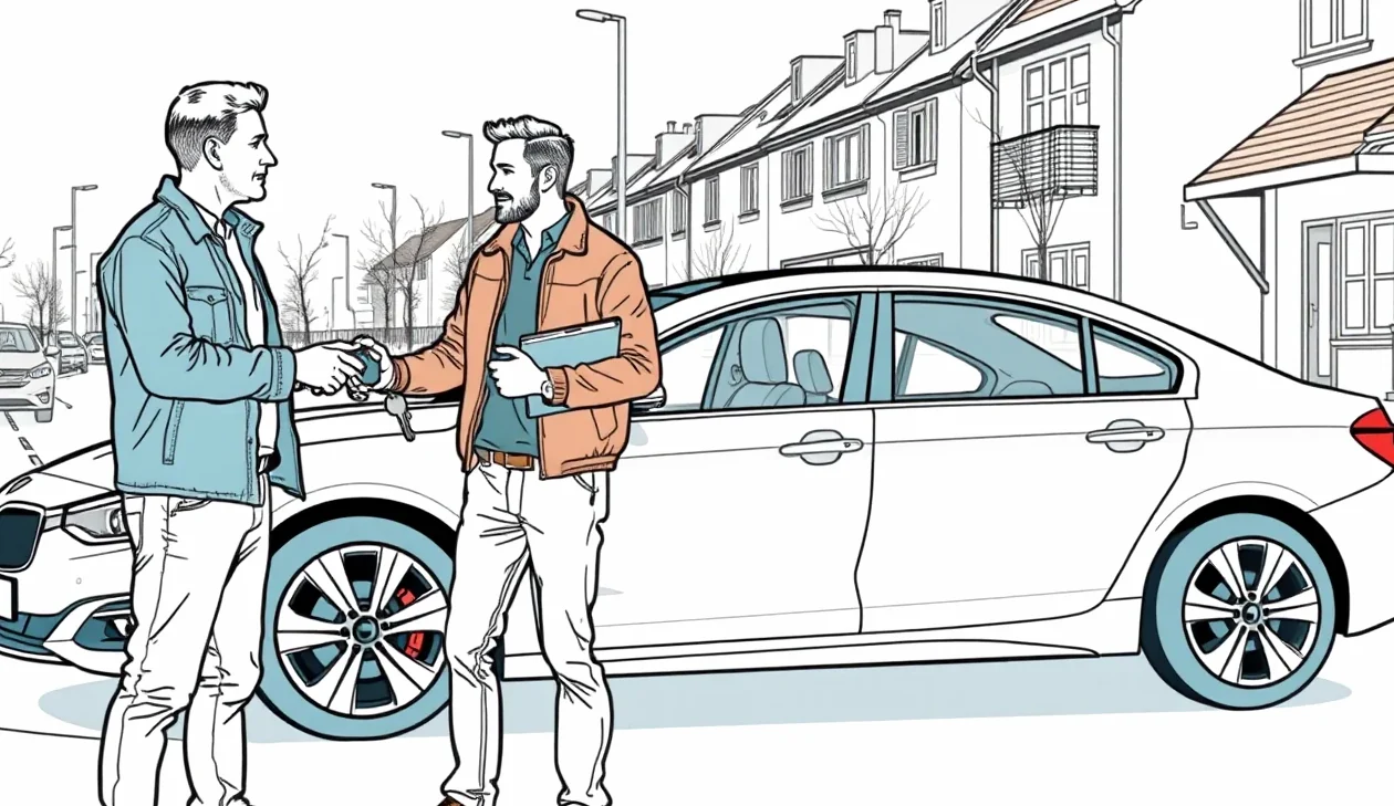 Detail kúpnej zmluvy na predaj firemného automobilu s vyznačeným dátumom prevodu vlastníctva