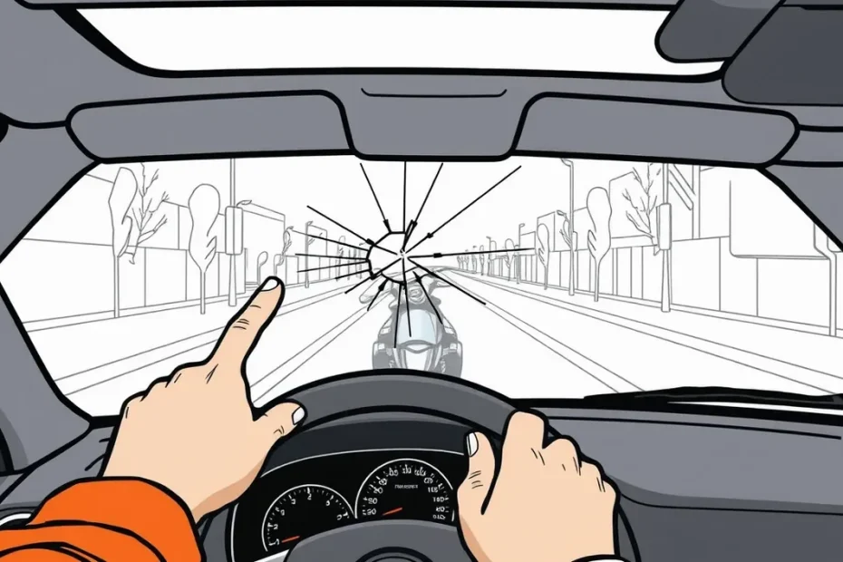 Mechanik v autoservise podrobne kontroluje poškodené čelné sklo automobilu