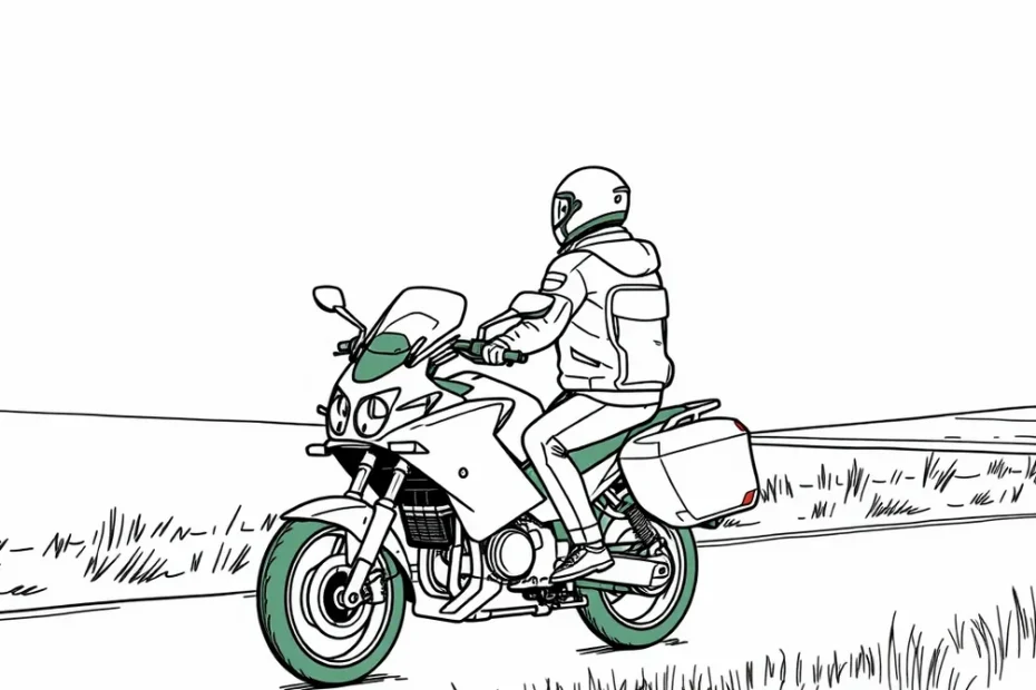 Motocyklista v ochrannej kombinéze kontroluje poškodenie stroja pri krajnici cesty