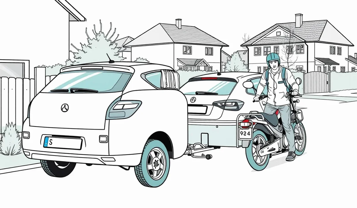 Firemná dodávka s pripojeným dvojnápravovým brzdeným autoprepravníkom na odstavnej ploche